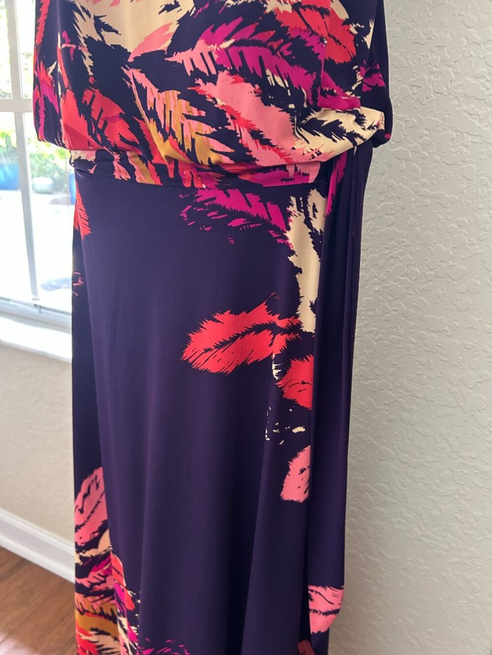 Veronica M Drop Waist Wine Maxi Dress View 2